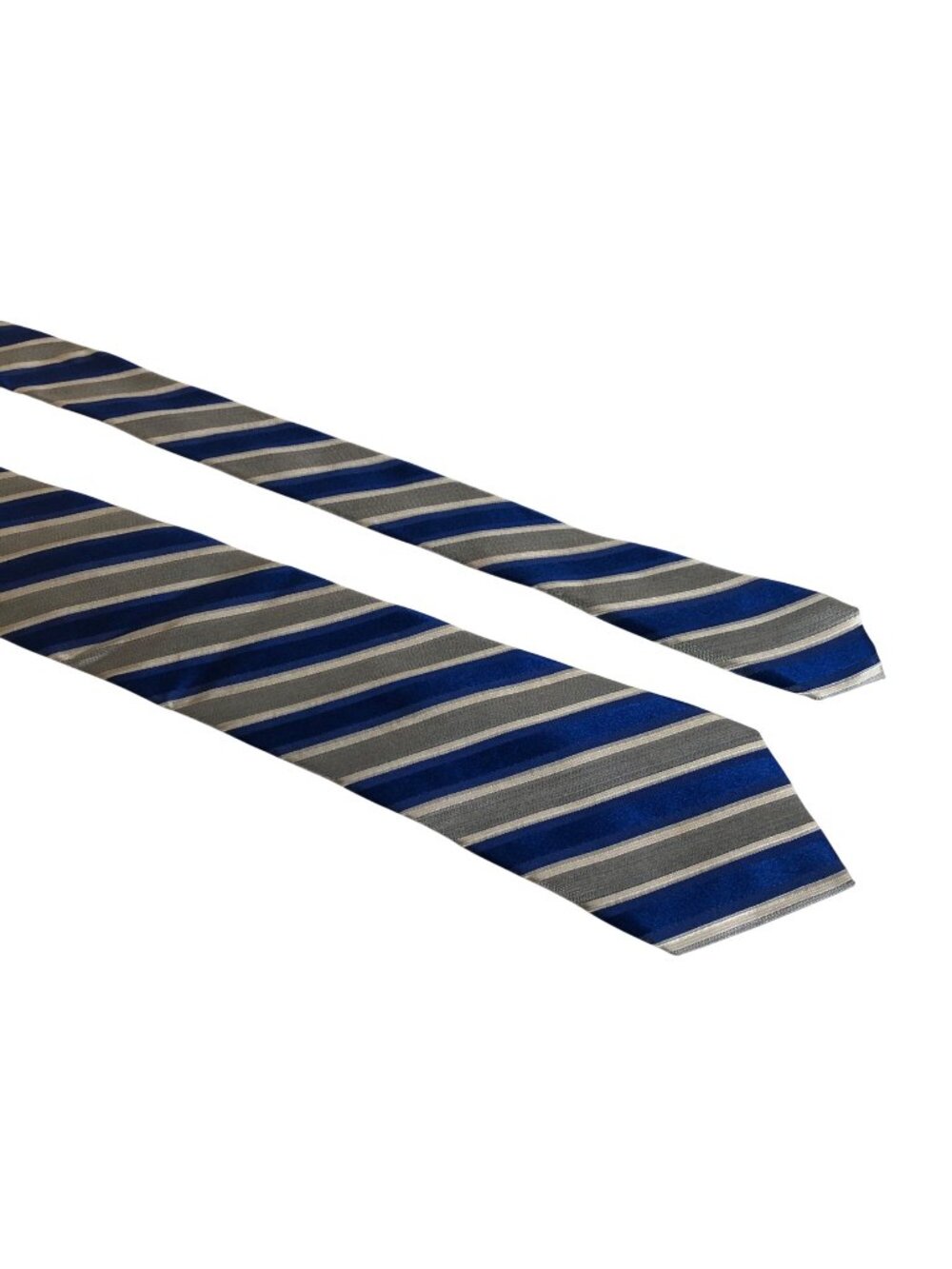Calvin Klein Silk Tie Blue Gray Striped Mens Necktie Office Work Formal Gift